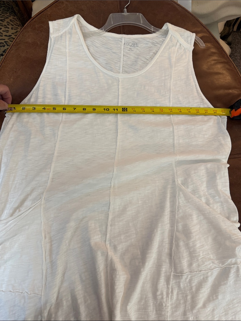 Summer Dress☀️🌴😎 Lightweight 100% Cotton White Sleeveless Pocket Dress XXL - Picture 11 of 13